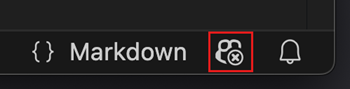Screenshot that shows the Copilot status icon when completions is disabled.