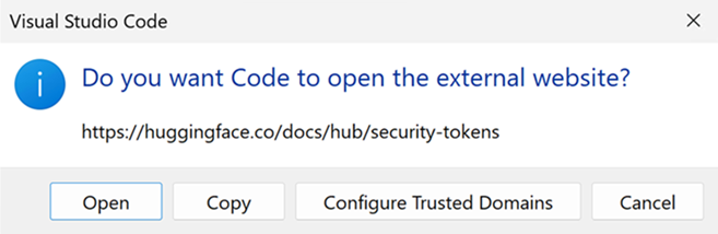 Screenshot that shows input token step 2: open Hugging Face websites.