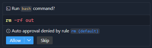 Auto approval denied by rule will show after a denial