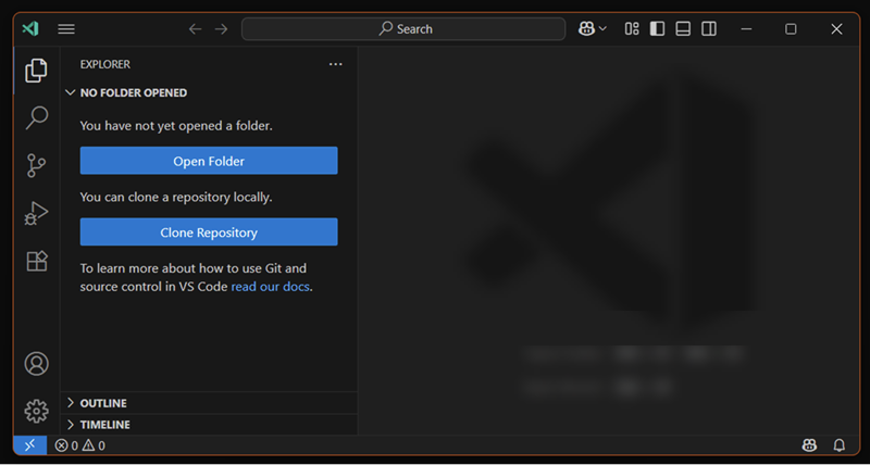 Screenshot of the VS Code window with a red accent color border.